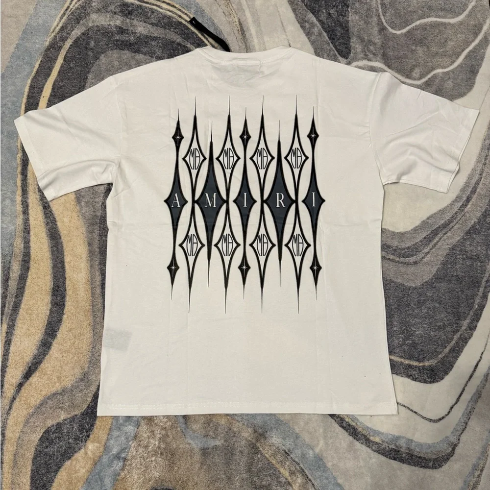 Amiri Argyle Logo White Tee Mens Size Medium or Large